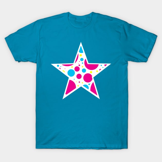 Multicolor Polka Dot White Star T-Shirt by bumblefuzzies